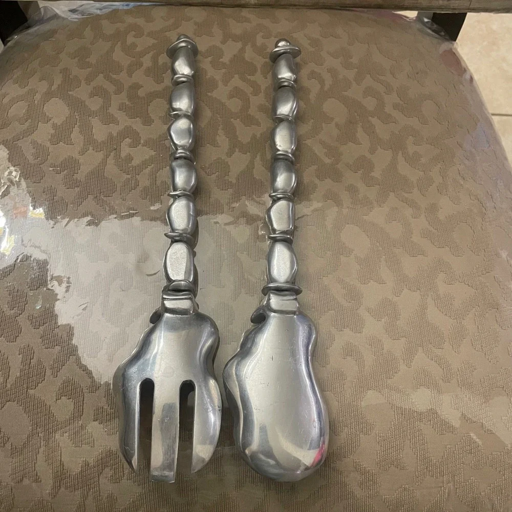Pier 1 Mariposa Brillante Michael Updike Salad Server Set Fork & Spoon Pebble